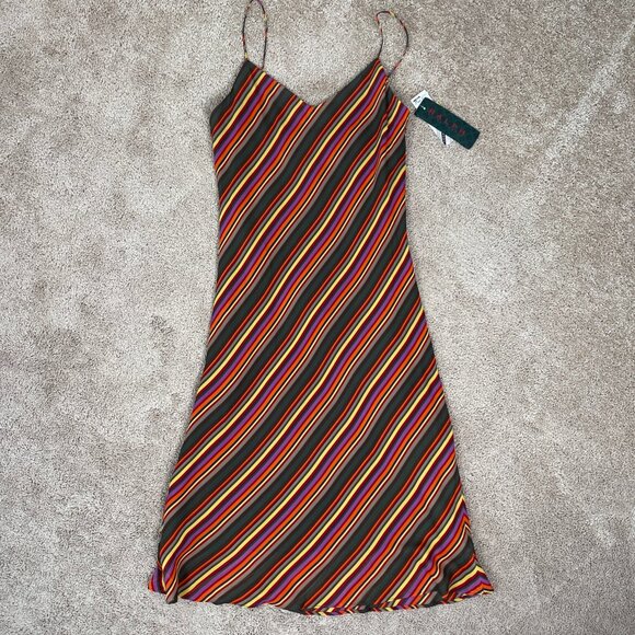 Ralph Lauren Dresses & Skirts - Ralph by Ralph Lauren Slip Dress Womens 6 Green Striped Vintage Midi Bias NWT